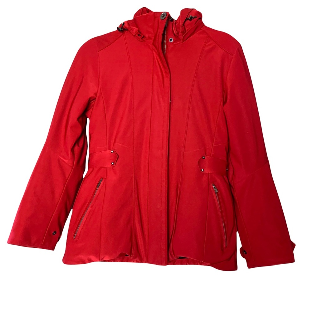 MeCo Women's Red Hooded Zip-Up Jacket